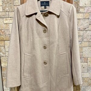 London Fog Cream Single-Breasted Wool-Blend Coat